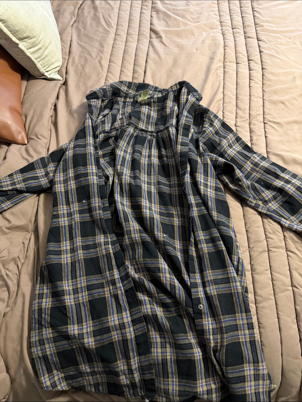Women's Plaid Button-Front Shirt Dress - Black & Yellow
